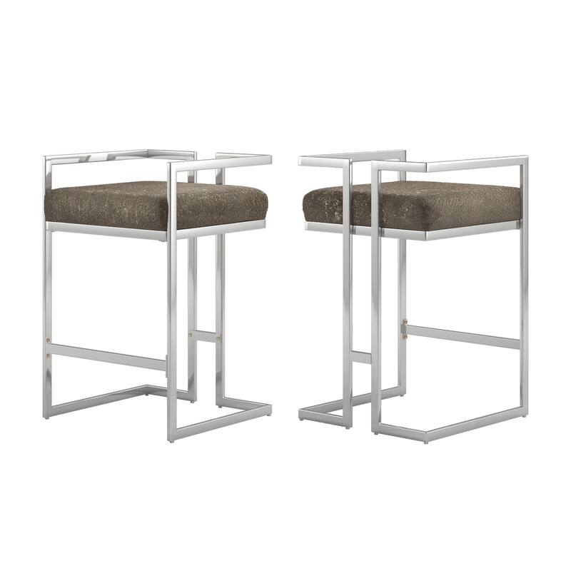 Tanner Velvet Upholstered Chrome Finish Metal Barstool (Set of 2) by iNSPIRE Q Bold