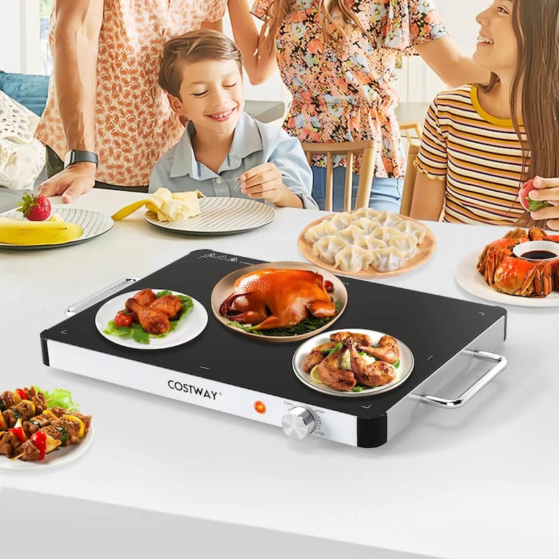 Costway 1/2/3/4PCS 16" x 12" Electric Warming Tray Tempered Glass Food