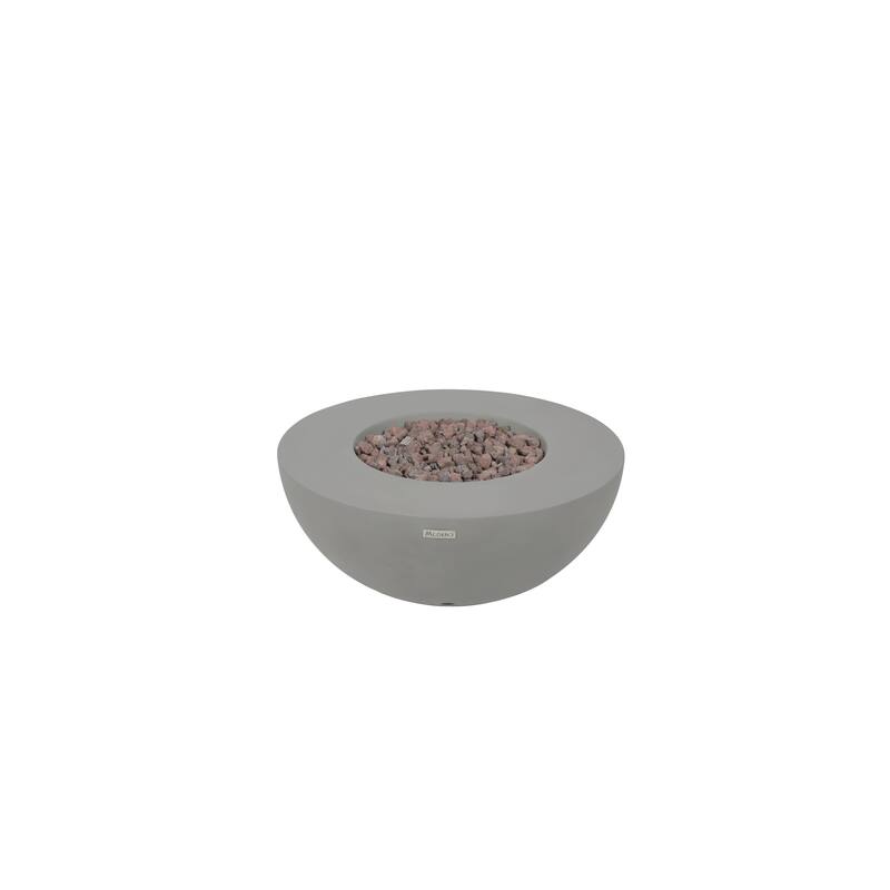 Modeno Roca 50,000 BTU Light Grey Concrete Propane Fire Table with Lava Rocks & Cover - 34 x 34 x 15