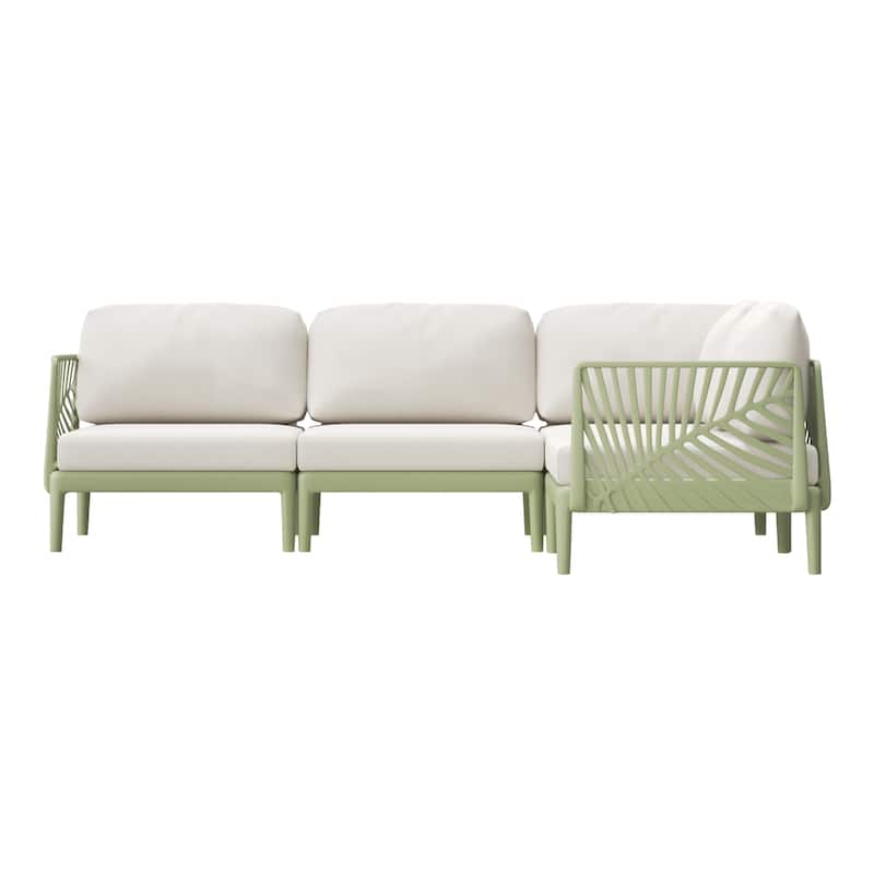 Frond and Form 4-Person Outdoor Patio Sectional with Cushions - Green