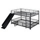 preview thumbnail 7 of 18, Black Full over Full Size Metal Bunk Bed with Slide & Guardrails