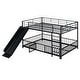 preview thumbnail 7 of 18, Black Full over Full Size Metal Bunk Bed with Slide and Guardrails for Kids