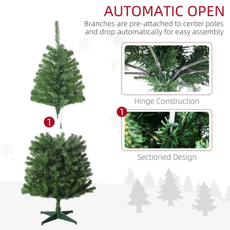5 Foot Pre-Lit Christmas Tree with LED Lights, Auto-Open Design and 365 Branch Tips