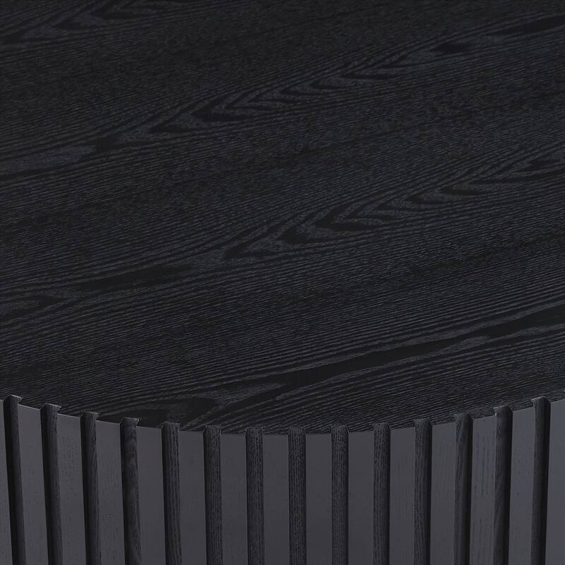 Round Wood Coffee table for Apartment, Modern Living Room Coffee Table with Sturdy Pedestal