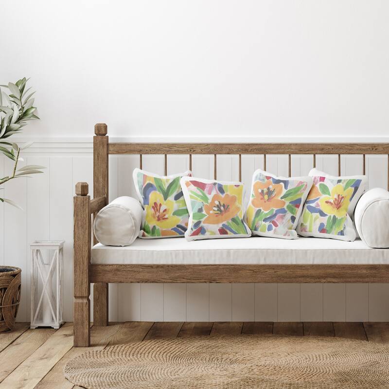 Stupell Fresh Vivid Blossoms Decorative Printed Throw Pillow Design by June Erica Vess (Set of 4)
