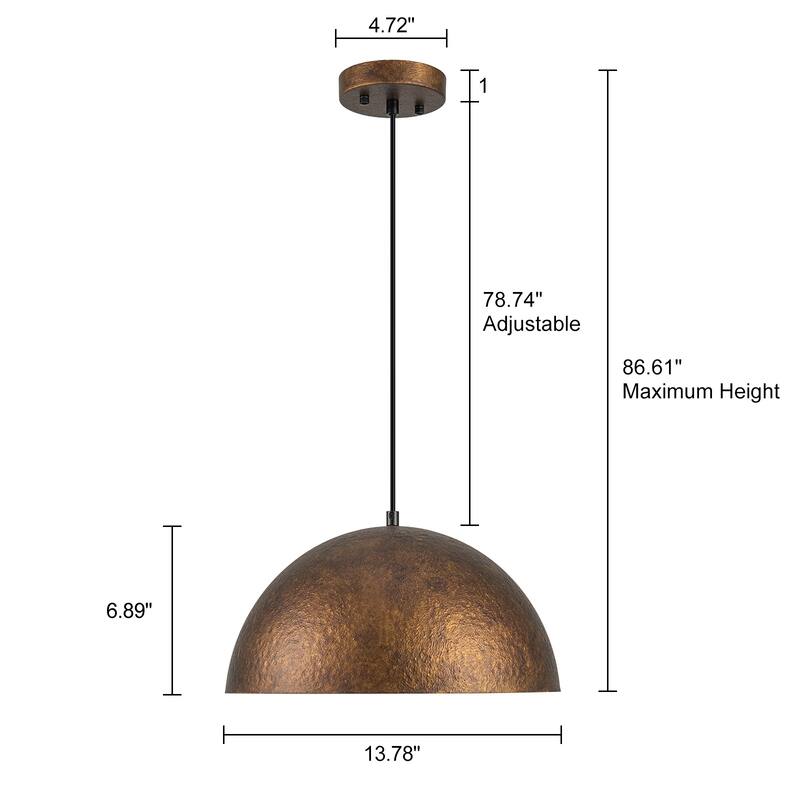 Industiral Hammered Antique Copper Dome Pendant Light