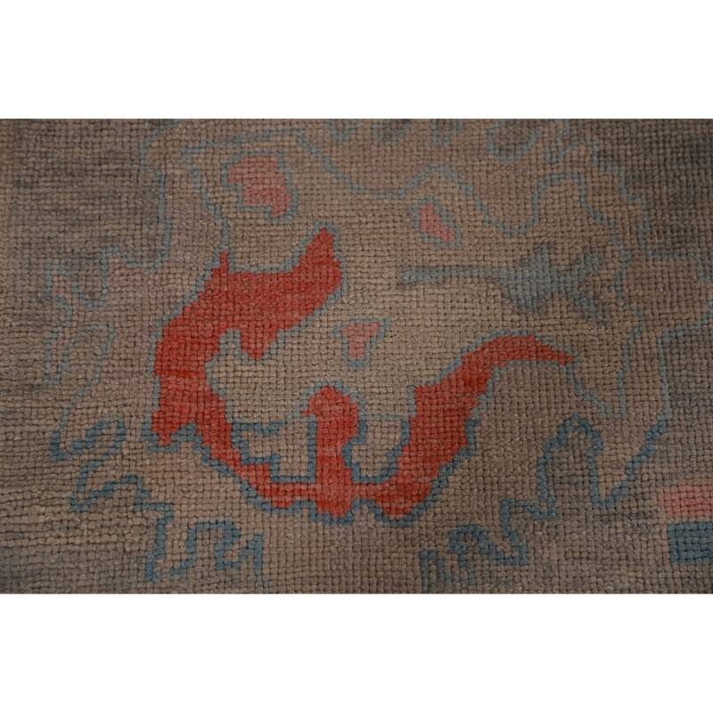 Hand Knotted Oriental 100% Wool Carpet Transitional All-Over Greys & Charcoal Oushak Area Rug - 13' 0'' X 9' 9''