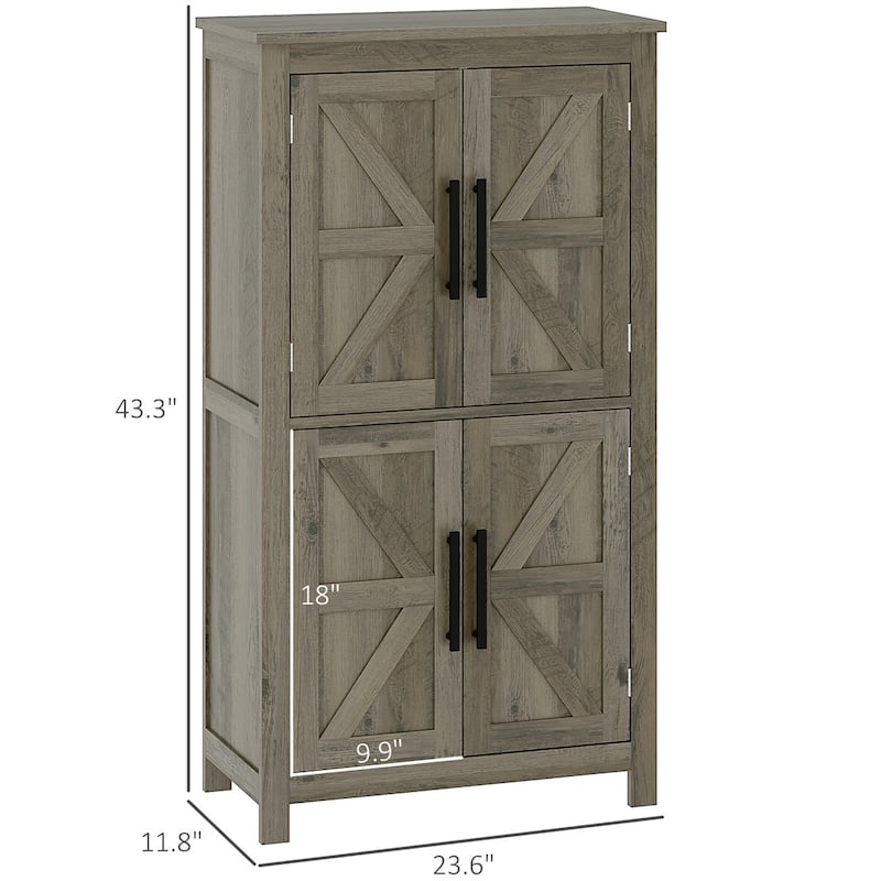 MDF Bathroom Cabinet with Four-Tier Shelves and Adjustable Storage and Protective Foot Pads - 23.6" L x 11.8" W x 43.3" H