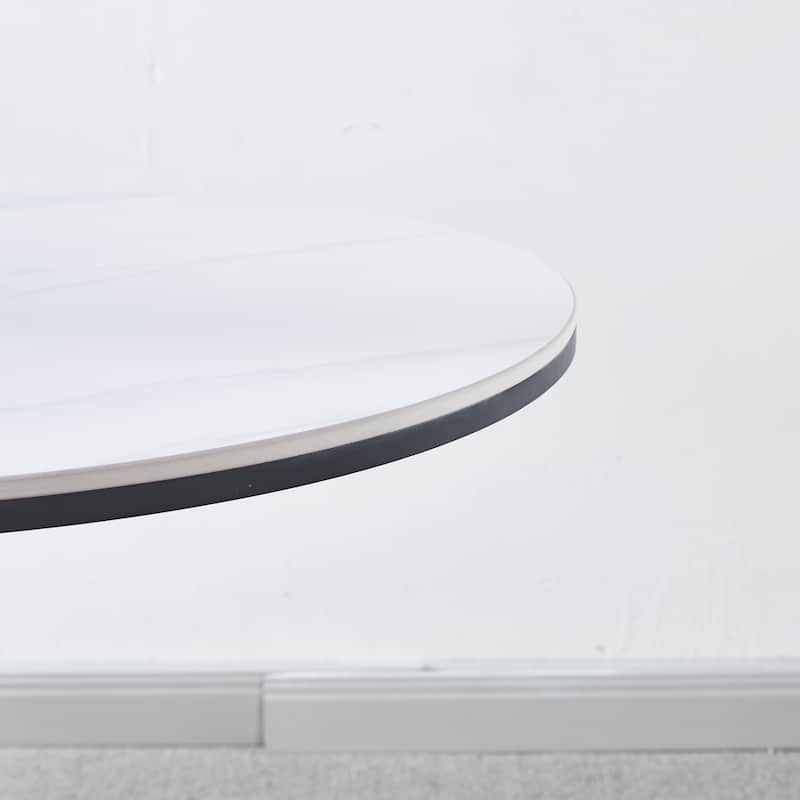 31.5"Golden And White Tulip Table Dining Table for 2-4 people With Round Mdf Table Top, Pedestal Dining Table, End Table