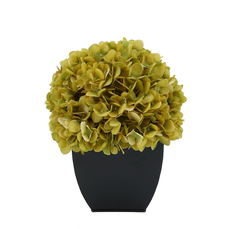 Faux Hydrangea in Black Tapered Zinc Cube