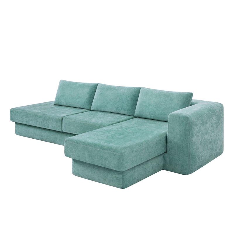 Christopher Knight Home - American Design Chenille 113" Modular Sectional Sofa with Double Layer Cushions