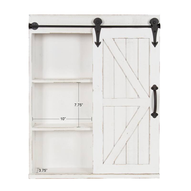 Cates Decorative Wood Wall Cabinet with Vanity Mirror and Barn Door