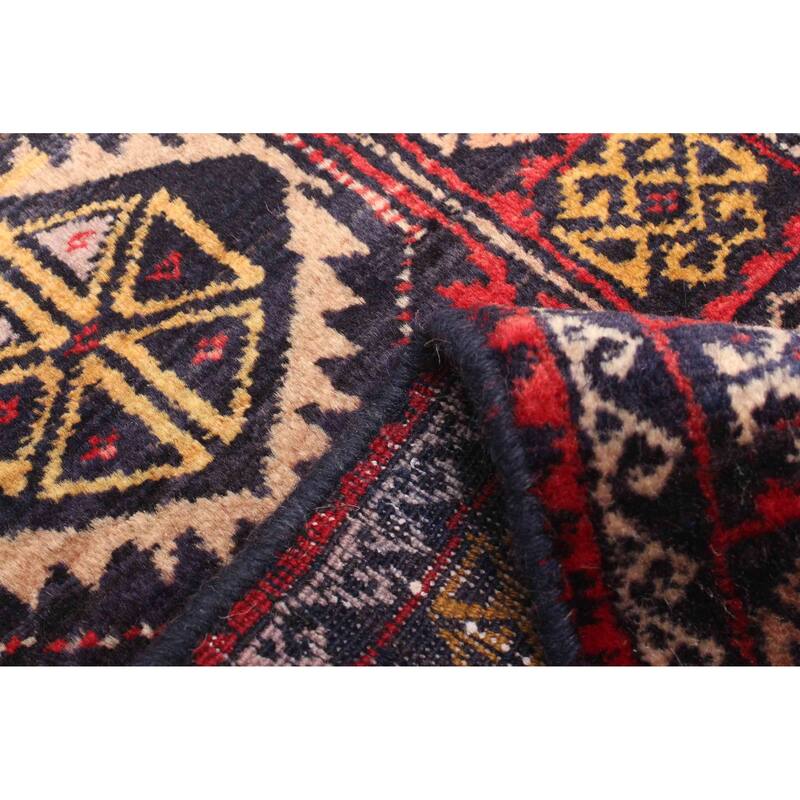 ECARPETGALLERY Hand-knotted Baluch Red Wool Rug - 1'7 x 6'2