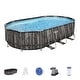 preview thumbnail 1 of 9, Bestway Power Steel 16' x 10' x 42" Rectangular Above Ground Swimming Pool Set Brown