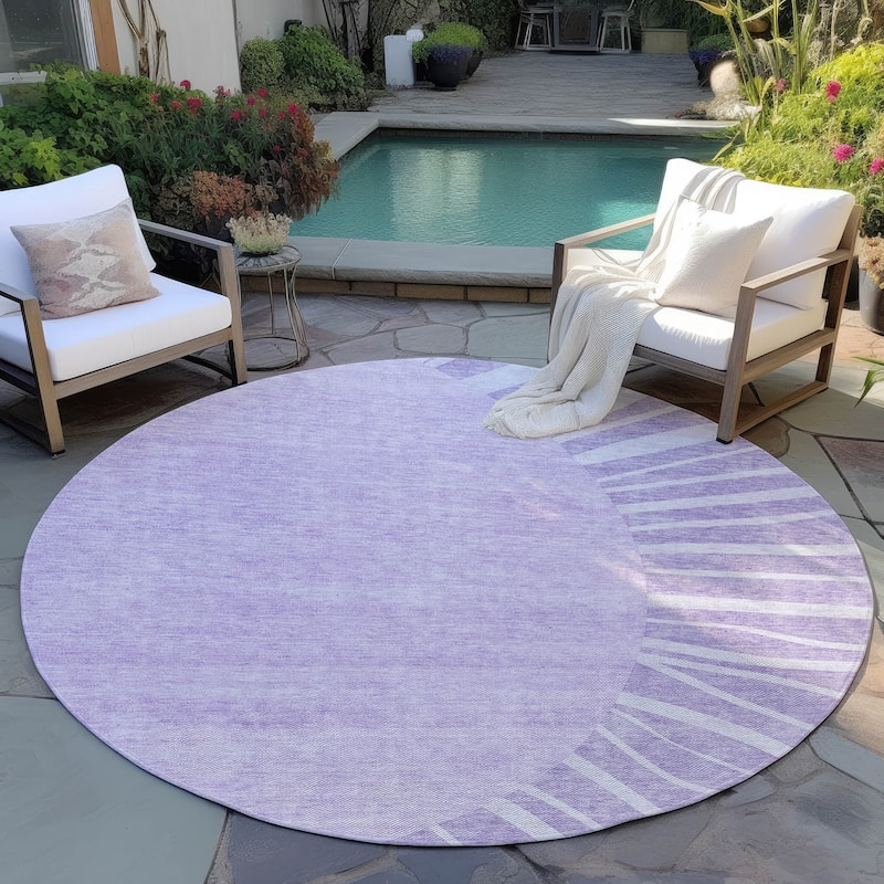Machine Washable Indoor/ Outdoor ChantilleSunburst Modern Rug - Lavender - 8' x 8'