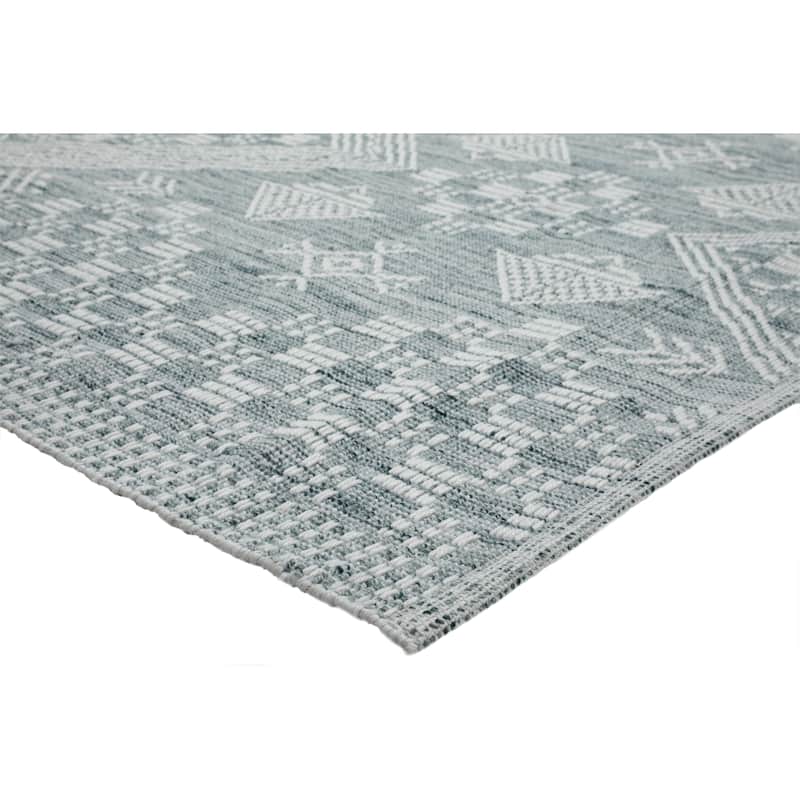 Terra by Obeetee Layla Tribal Lattice Green Rug - Green/Teal - 2' x 3'