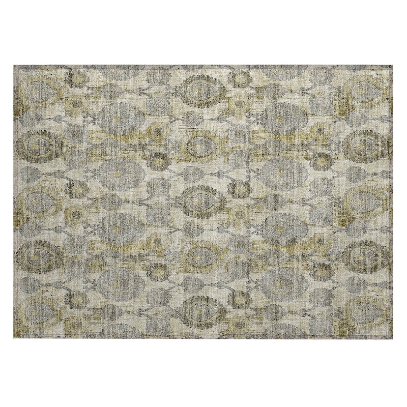 Machine Washable Indoor/ Outdoor Chantille Casual Floral Rug