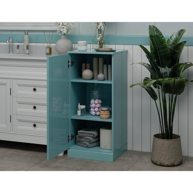 Palace Imports Solid Wood Bathroom Storage Cabinet, Raised Panel Door, Adjustable Shelves - Aqua