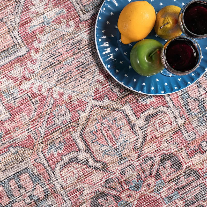 Nuloom Maple SpinClean Machine Washable Floral Medallion Area Rug