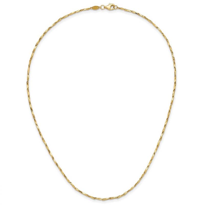 Curata 14k Yellow Gold Polished Twisted Bar Link Necklace, 17"