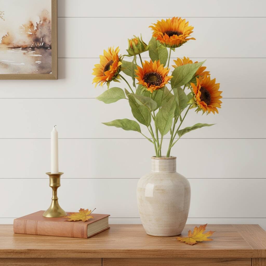 HomeRoots Set of Twelve Yellow And Green Fall Sunflower Wreath Sprays