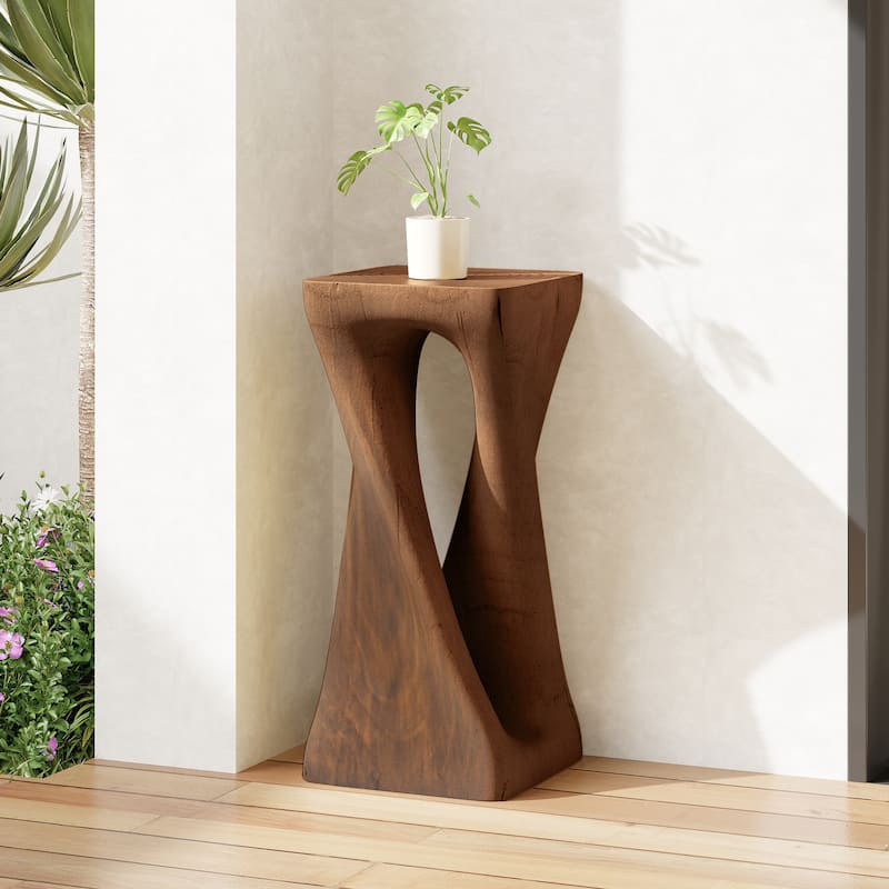 Twist Shape Side Table Lightweight Concrete End Table Decorative Accent Table, Garden Stool Table for Outdoor Indoor