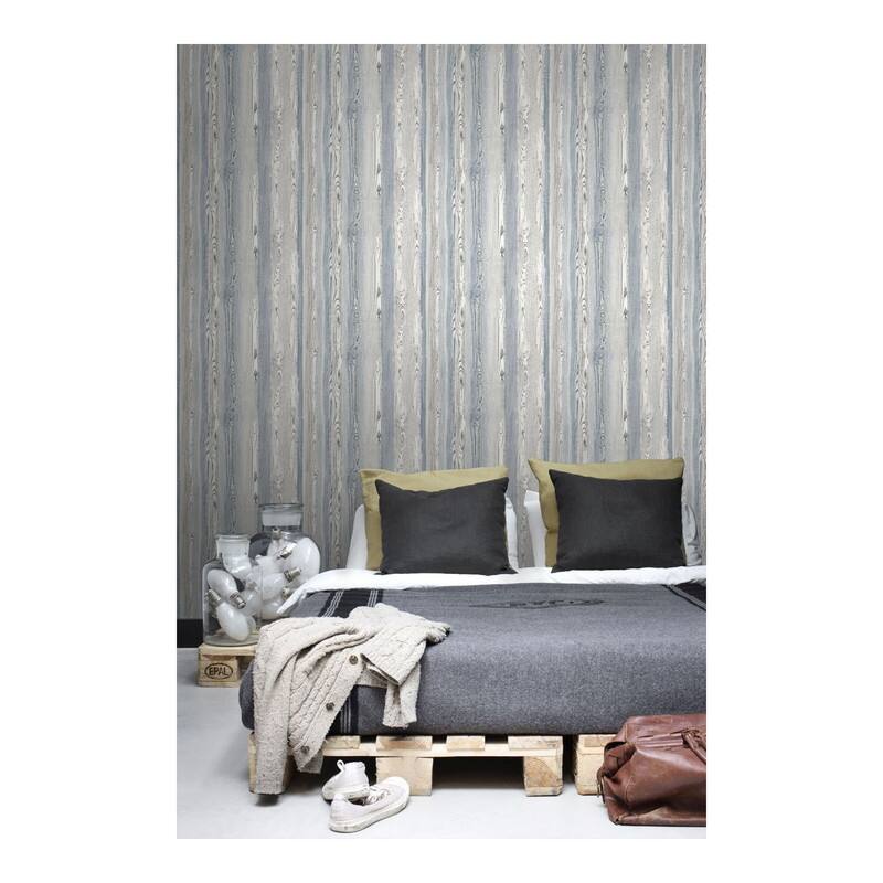 ESTA Home Cady Blue Wood Panel Wallpaper - 20.5 x 396 x 0.025