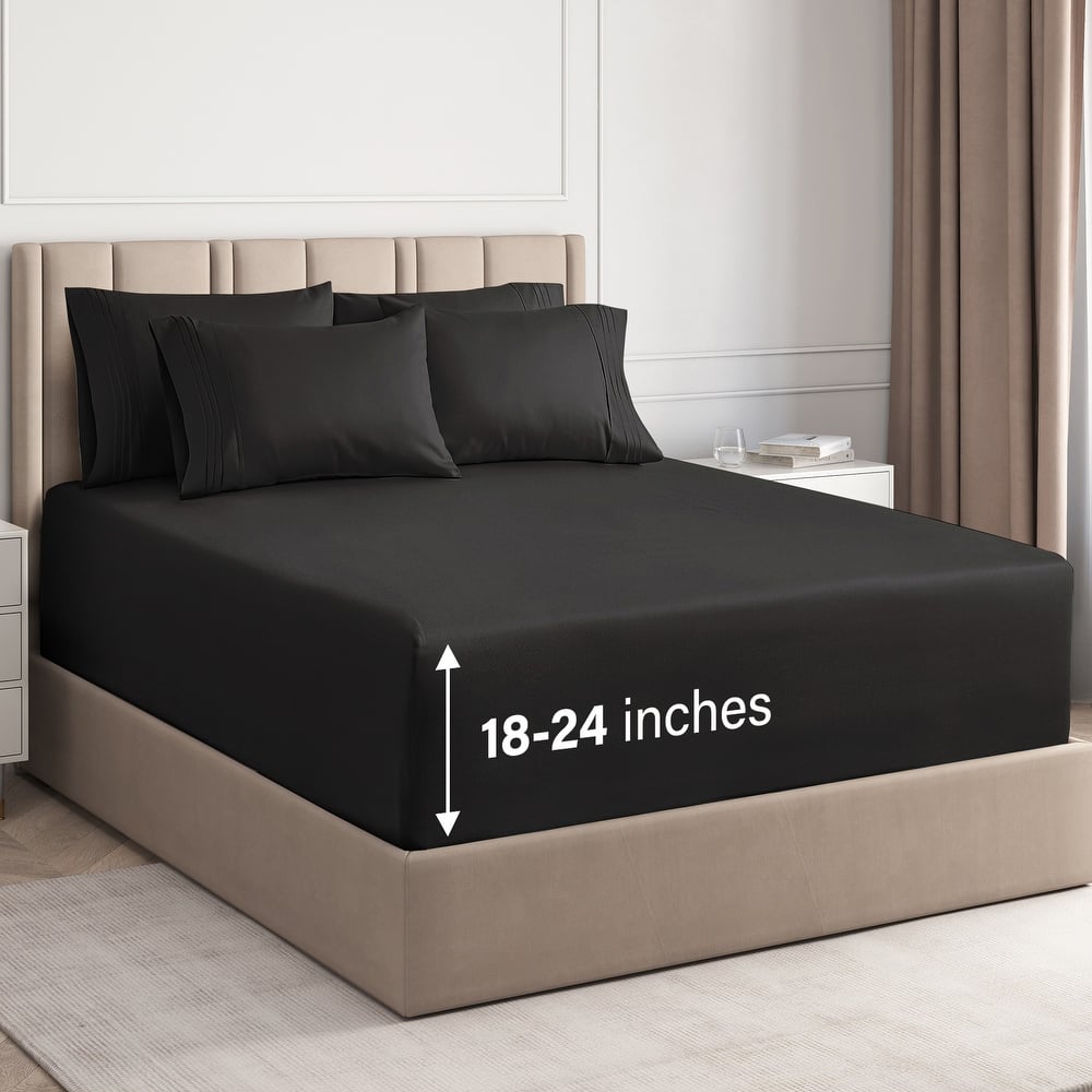 CGK Linens 6 Piece Extra Deep Pocket Microfiber Hotel Luxury Bed Sheets Set
