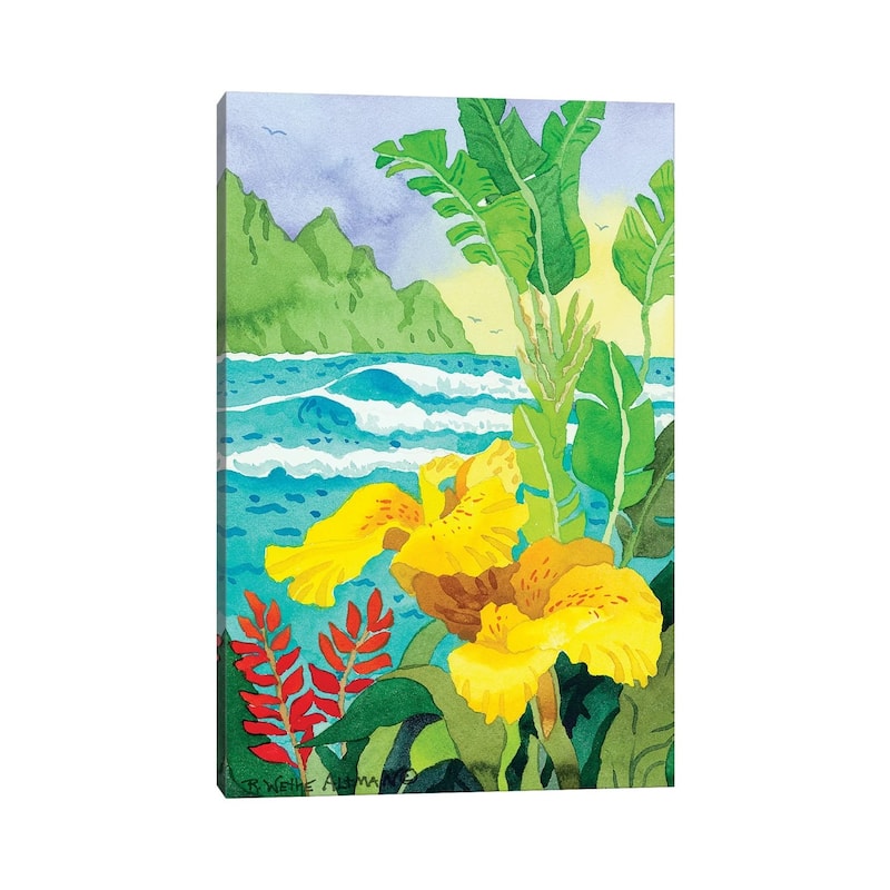 iCanvas "Yellow Cannae With Waves" by Robin Wethe Altman Canvas Print