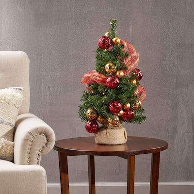 2ft Decoration Burlap Tree with LED Lights - Battery Operated