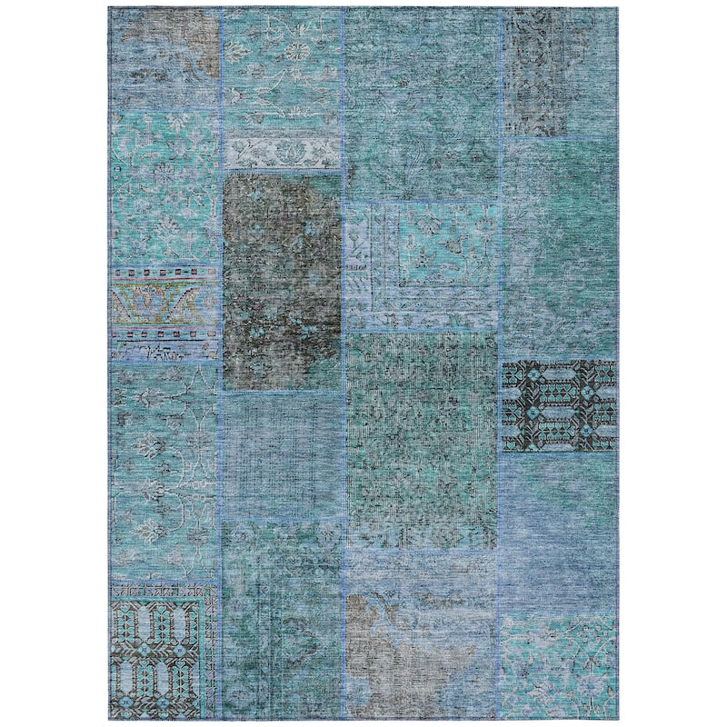 HomeRoots Patchwork Transitional Rectangle Outdoor Rug