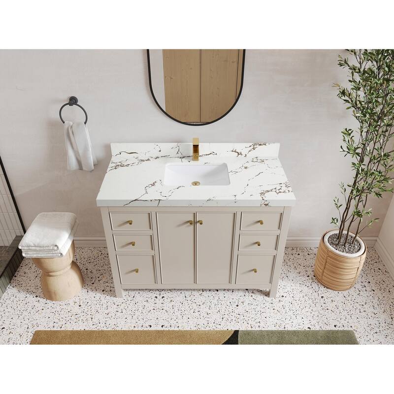 Willow Collections 48 in. W x 22 in. D Chicago Single Sink Bathroom Vanity with Countertop - 2" Viola Gold - Fine Grain