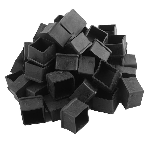 Unique Bargains 50 Pcs Antislip Rubber Square 35mm x 35mm Chair Foot Cover Table Furniture Leg Protector Black