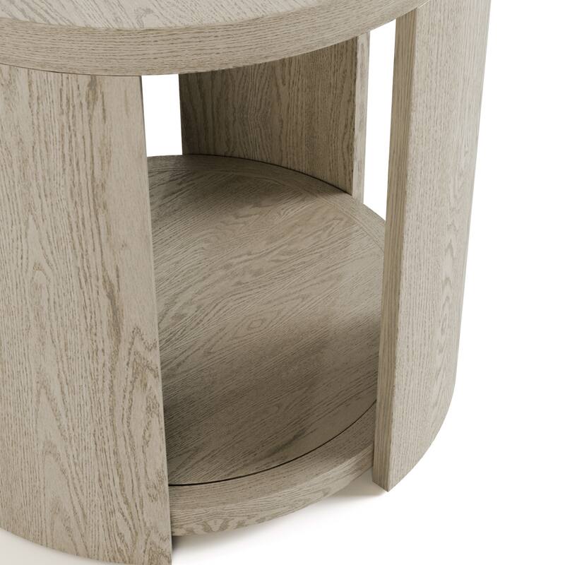 Furniture of America Piez Modern 2-Piece Oak Solid Wood Oval Cocktail Table Set with Casters