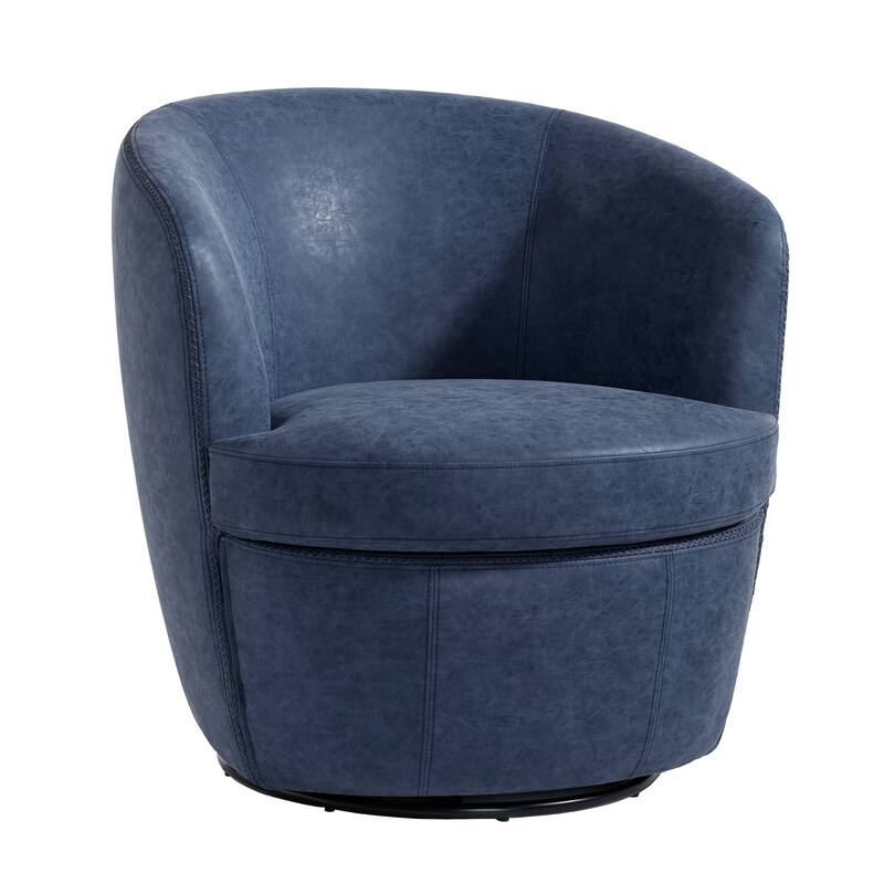 Modern Upholstery Barrel Swivel Chair Faux Leather