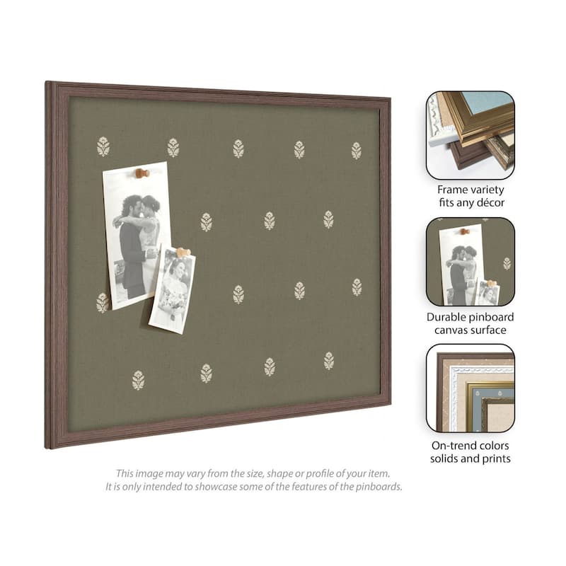 Kate and Laurel Pinboard Green Botanical Block Print