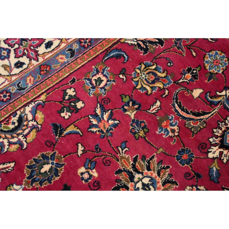 Hand Knotted Oriental 100% Wool Carpet Traditional Floral Pink Tabriz Area Rug - 10' 5'' X 7' 0''