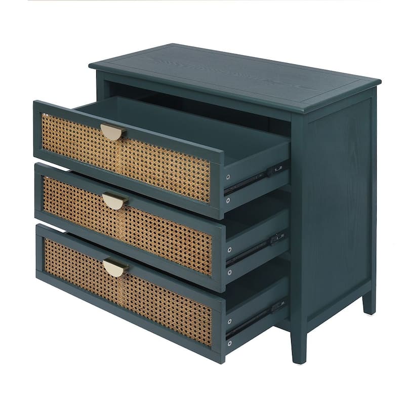 3 Drawers Rattan Storage Cabinet for Bedroom Living Room