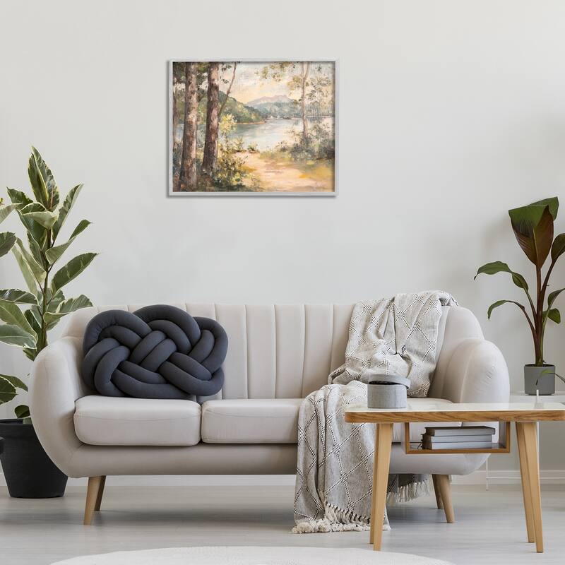 Stupell Peaceful Lakeside Landscape Framed Giclee Art Design By Petal Prints Design