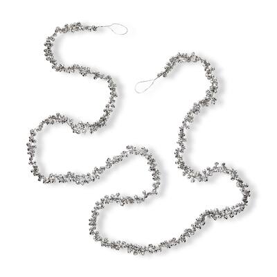 Jingle Bell Silver Garland Decorative Wall Hanging for Holiday Decor 72in x 0.5in Perfect for Christmas Celebrations