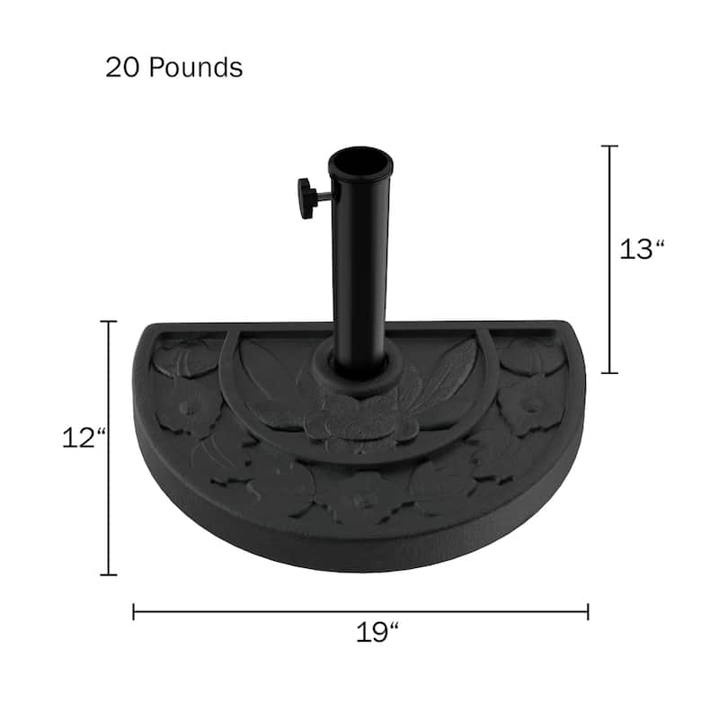 Pure Garden Half Round Weighted Resin and Concrete Umbrella Holder - 19 x 12 x 13