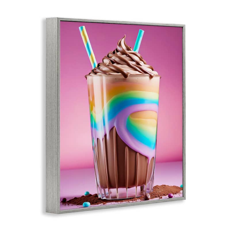 Stupell Rainbow Hued Milkshake Framed Giclee Art Design By Tabz Jones