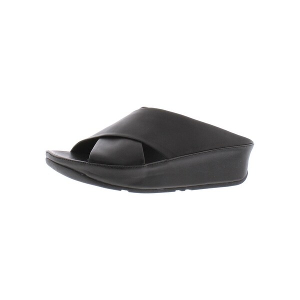 black leather fitflops