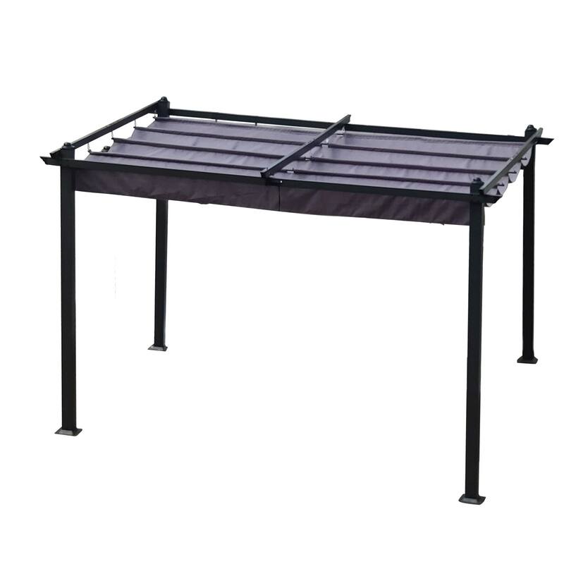 13' x10' Outdoor Steel Patio Pergola with Grey Shade Canopy