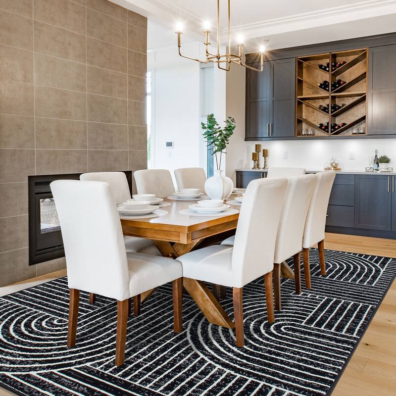 World Rug Gallery Contemporary Stripe Arch Design Area Rug