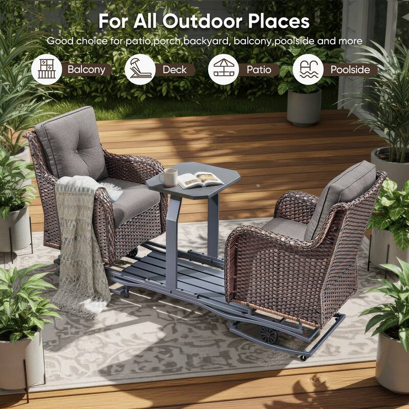 Pocassy Outdoor Patio 2-Person Swing Glider Chair