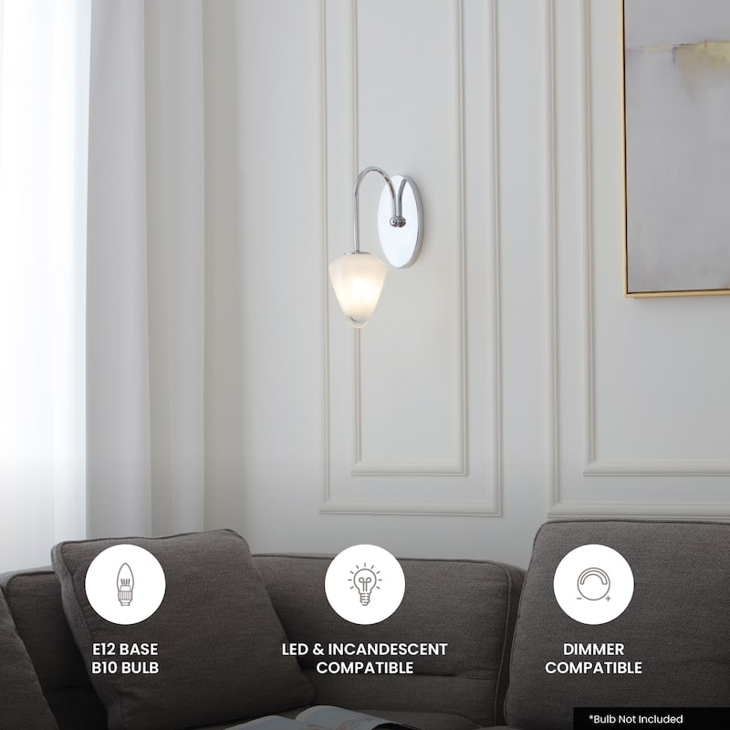 VidaLite Nimbus 1-Light Polished Nickle Wall Sconce Light With Snow White Glass Shades, Modern & Contemporary Style - 14" x 9.5"