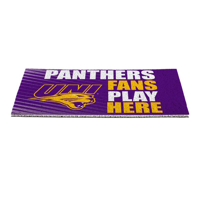 28 in. x 16 in. University of Northern Iowa "Fans Play Here" PVC Door Mat