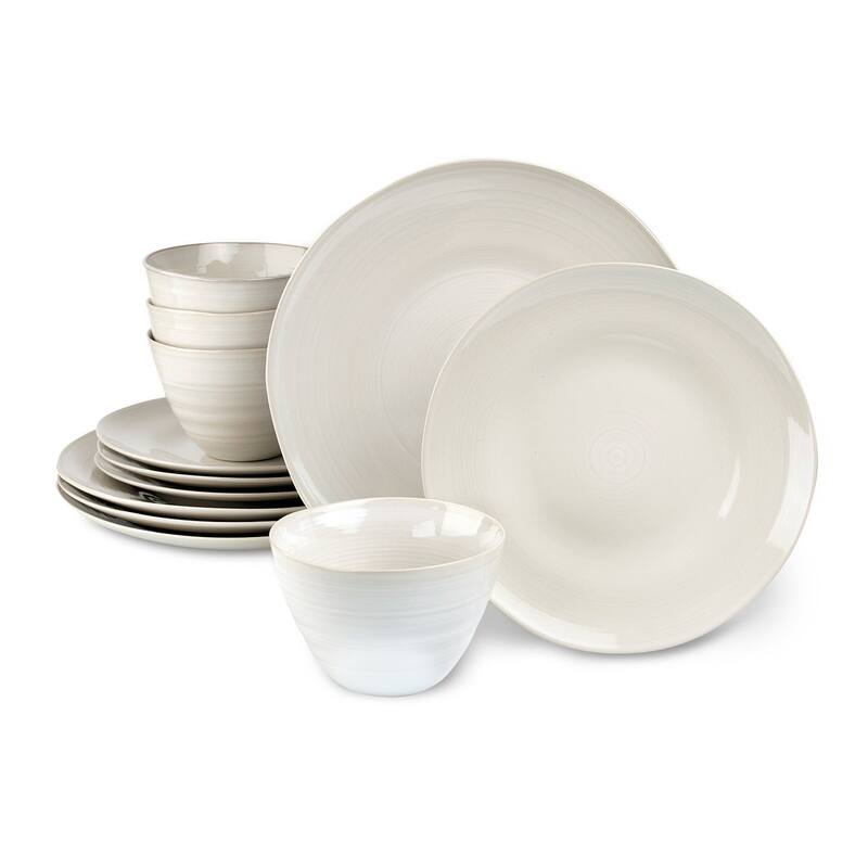 Euro Ceramica Neree 20 Piece Reactive Glaze Stoneware Dinnerware Set - Ivory