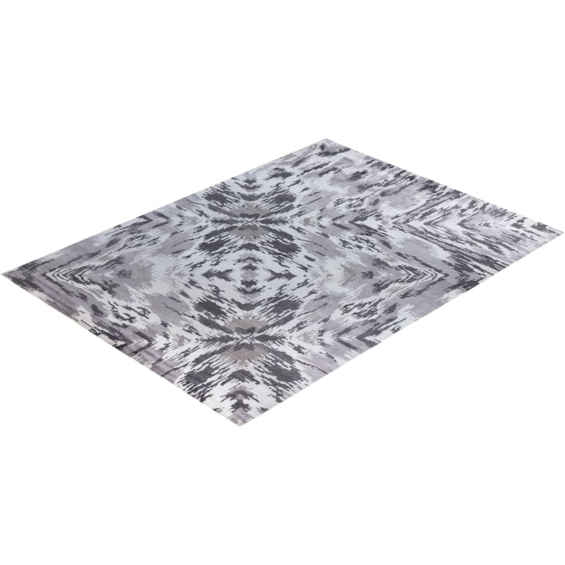 Modern One-of-a-Kind Hand-Knotted Area Rug, Gray - 9' 1" x 12' 0"